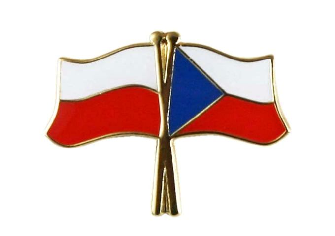 Grafika z połączonymi flagami Polski i Czech