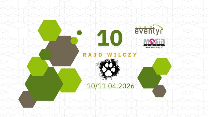 Grafika promocyjna wydarzenia 10 Rajd Wilczy — jubileuszowa edycja w Żorach