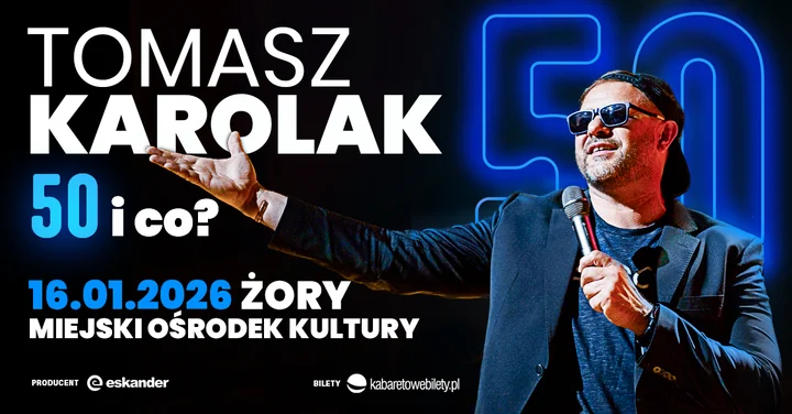 Grafika promocyjna wydarzenia Tomasz Karolak Stand Up - 50 i co? w Żorach
