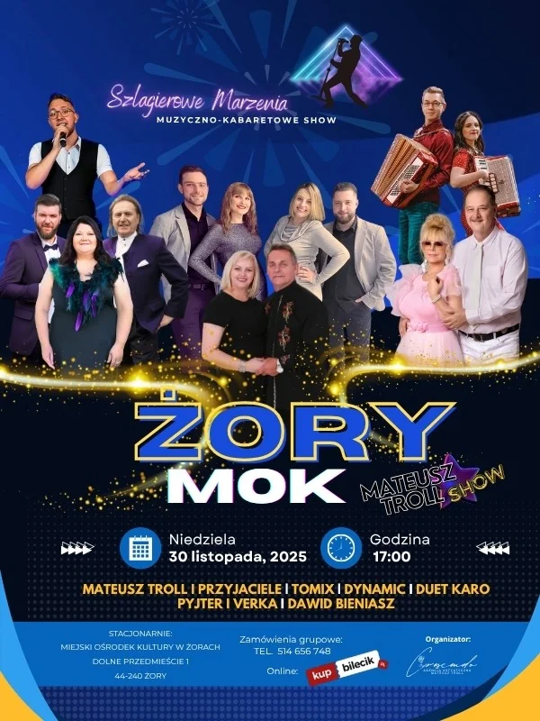 Grafika promocyjna wydarzenia Andrzejkowy koncert muzyki szlagierowej w Żorach