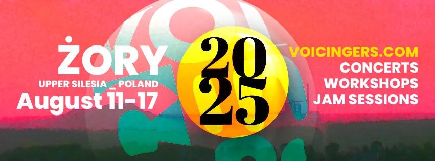 Grafika promocyjna wydarzenia Festiwal wokalu i improwizacji muzycznej w Żorach