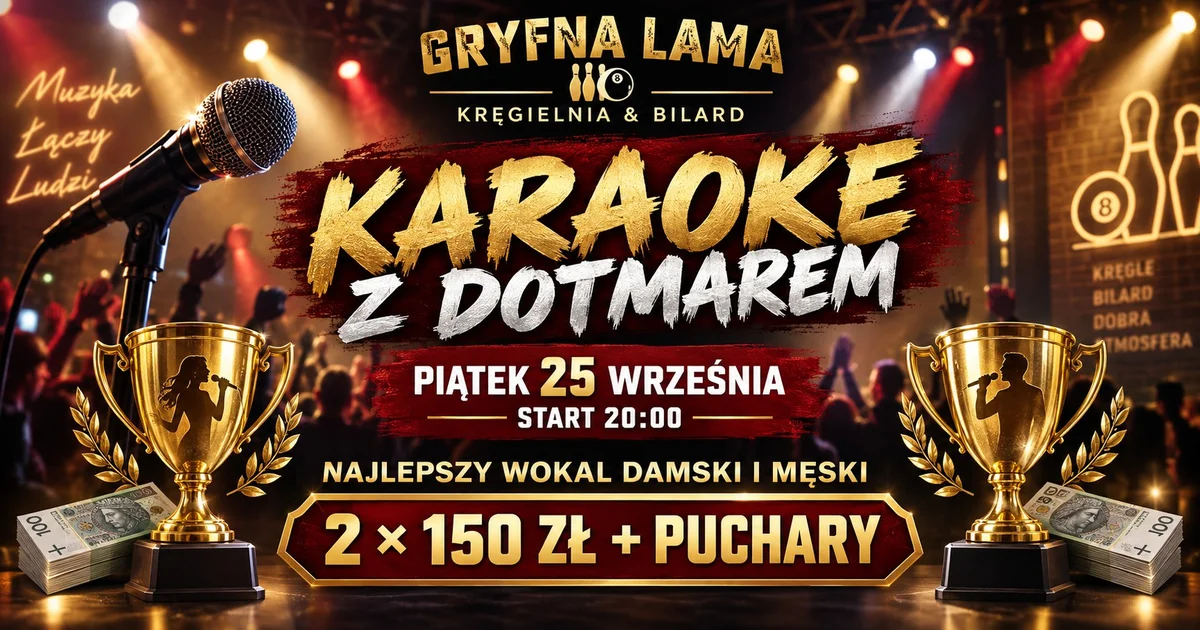 Grafika promocyjna wydarzenia Karaoke z DOTMAREM: pojedynek głosów w Żorach