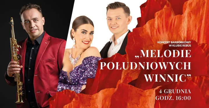 Grafika promocyjna wydarzenia Koncert Barbórkowy „Melodie Południowych Winnic” w Klubie Rebus