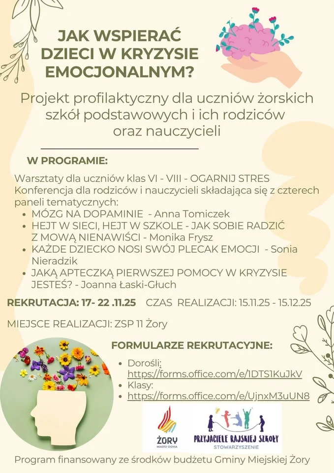 Grafika promocyjna wydarzenia Konferencja Żory: Jak wspierać dzieci w kryzysie emocjonalnym