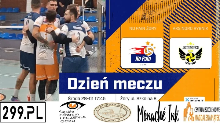 Grafika promocyjna wydarzenia Mecz 1. ligi: No Pain Żory – AKS Nord Rybnik