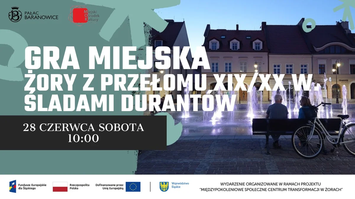 Grafika promocyjna wydarzenia Rowerowa wyprawa śladami historii rodziny von Durant w Żorach