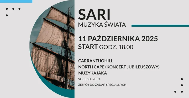 Obrazek przedstawia grafikę promocyjną wydarzenia Koncerty muzyki świata w Żorach — przegląd artystów i szczegóły