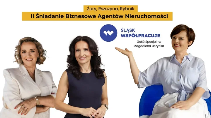 Grafika promocyjna wydarzenia ŚLĄSK WSPÓŁPRACUJE: Żory, Pszczyna, Rybnik – 2. Śniadanie Biznesowe Agentów Nieruchomości