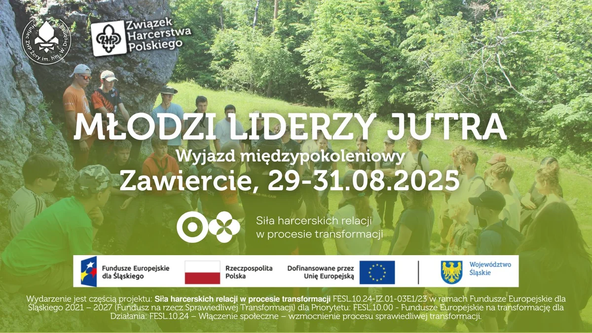 Grafika promocyjna wydarzenia Spotkanie Liderów Hufca ZHP Żory w Zawierciu