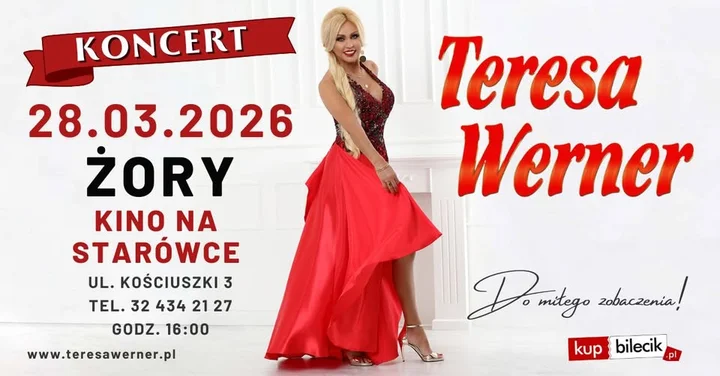 Grafika promocyjna wydarzenia Teresa Werner w Żorach