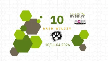 Grafika promocyjna wydarzenia 10 Rajd Wilczy — jubileuszowa edycja w Żorach