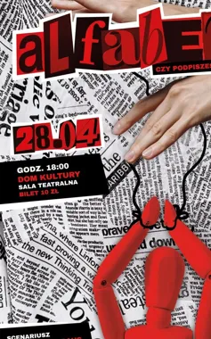 Grafika promocyjna wydarzenia Alfa-Beta – spektakl teatralny grupy I.N.N.I. w Domu Kultury