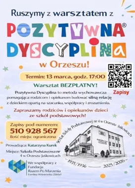 Grafika promocyjna wydarzenia Pozytywna Dyscyplina i Human Designe — warsztat rozwojowy