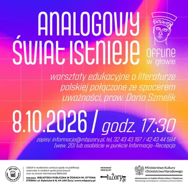 Grafika promocyjna wydarzenia Warsztaty edukacyjne z Darią Szmelik