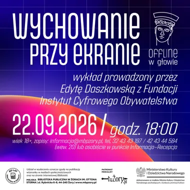 Grafika promocyjna wydarzenia Wykład „Wychowanie przy ekranie”