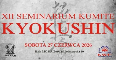 Grafika promocyjna wydarzenia XII Seminarium Kumite Kyokushin w Żorach