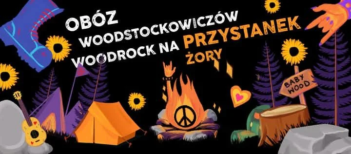 Grafika promocyjna wydarzenia WoodRock – obóz muzyczny na Przystanku Żory