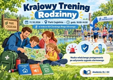 Rodzinne przygotowanie na alarmy podczas biegu w Parku Cegielnia